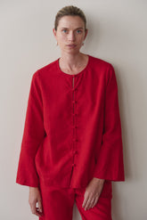 Women Bell Pepper Linen Loop Shirt