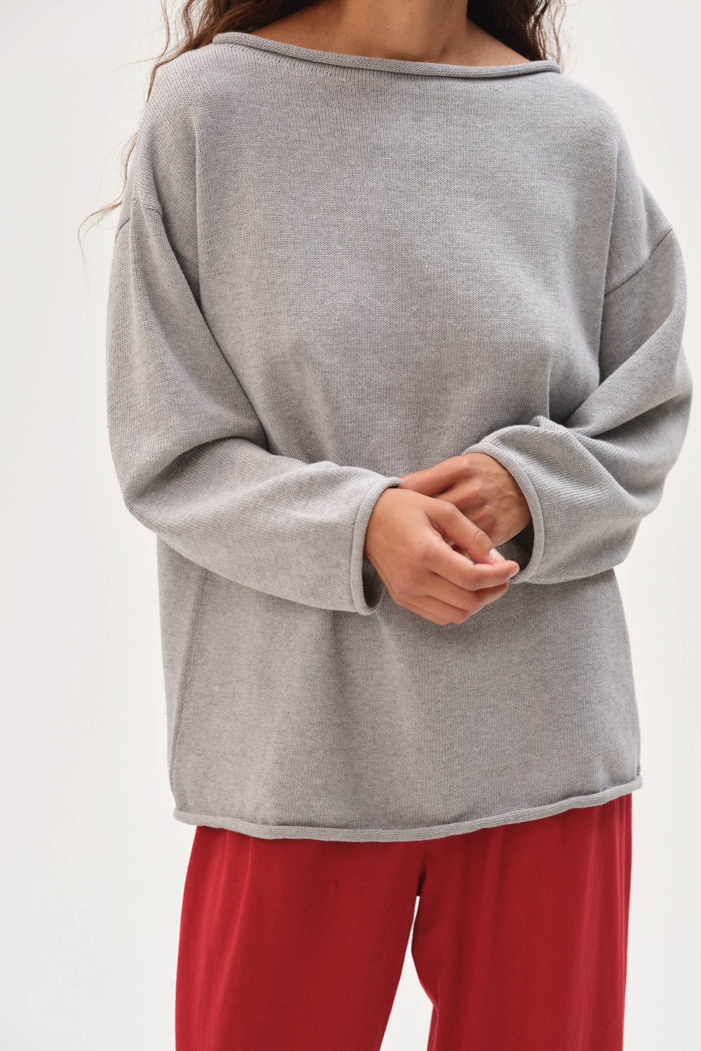Women The Cotton Knit Boat Neck Sweater