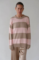 Women The Cotton Knit Stripe Crewneck Sweater