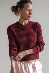 Women The Sweater Rib V-Neck
