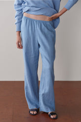 Women Cornflower Linen Simple Pant