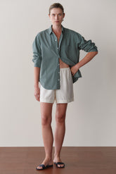 Women Creme Linen Short