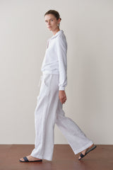 Women Powder Linen Drawstring Pant