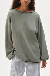 Women The Cotton Knit Boat Neck Sweater