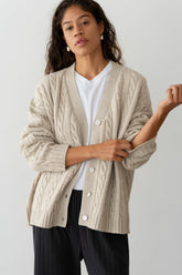 Women The Cable V-Neck Cardigan