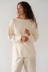 Women The Cotton Knit Boat Neck Sweater