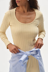 Women The Varied Rib Long Sleeve Scoop Shirt