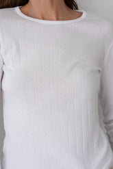 Women Powder Pointelle Long Sleeve