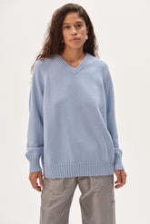 Women The Cotton Knit V-Neck Sweater