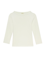 Women Creme Baby Rib Boat Neck