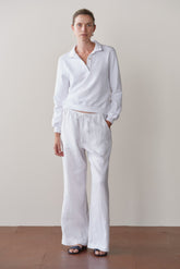 Women Powder Linen Drawstring Pant