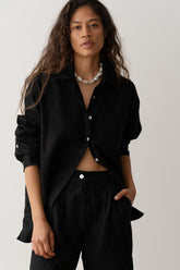 Women Jet Linen Relaxed Shirt