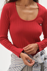 Women The Varied Rib Long Sleeve Scoop Shirt