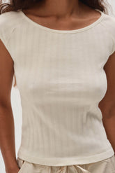Women The Varied Rib Wide Neck Tee