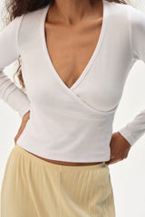 Women The Baby Rib Criss Cross Long Sleeve