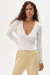 Women The Baby Rib Criss Cross Long Sleeve
