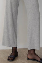 Women Heather Grey Baby Rib Scallop Pant