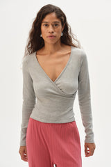 Women The Baby Rib Criss Cross Long Sleeve