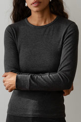 Women The Baby Rib Scallop Long Sleeve