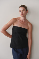 Women Jet Linen Tube Top