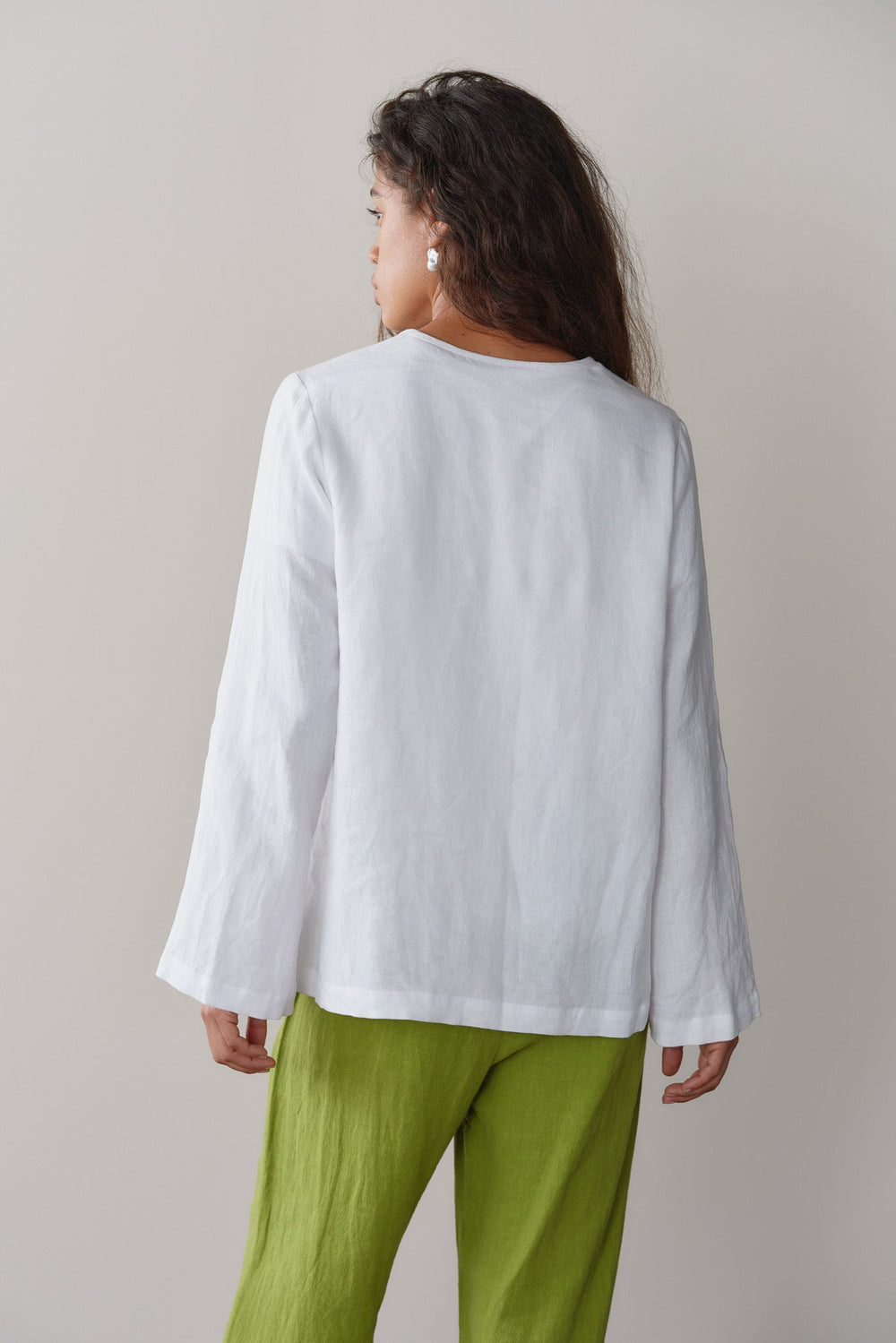Women Powder Linen Loop Shirt