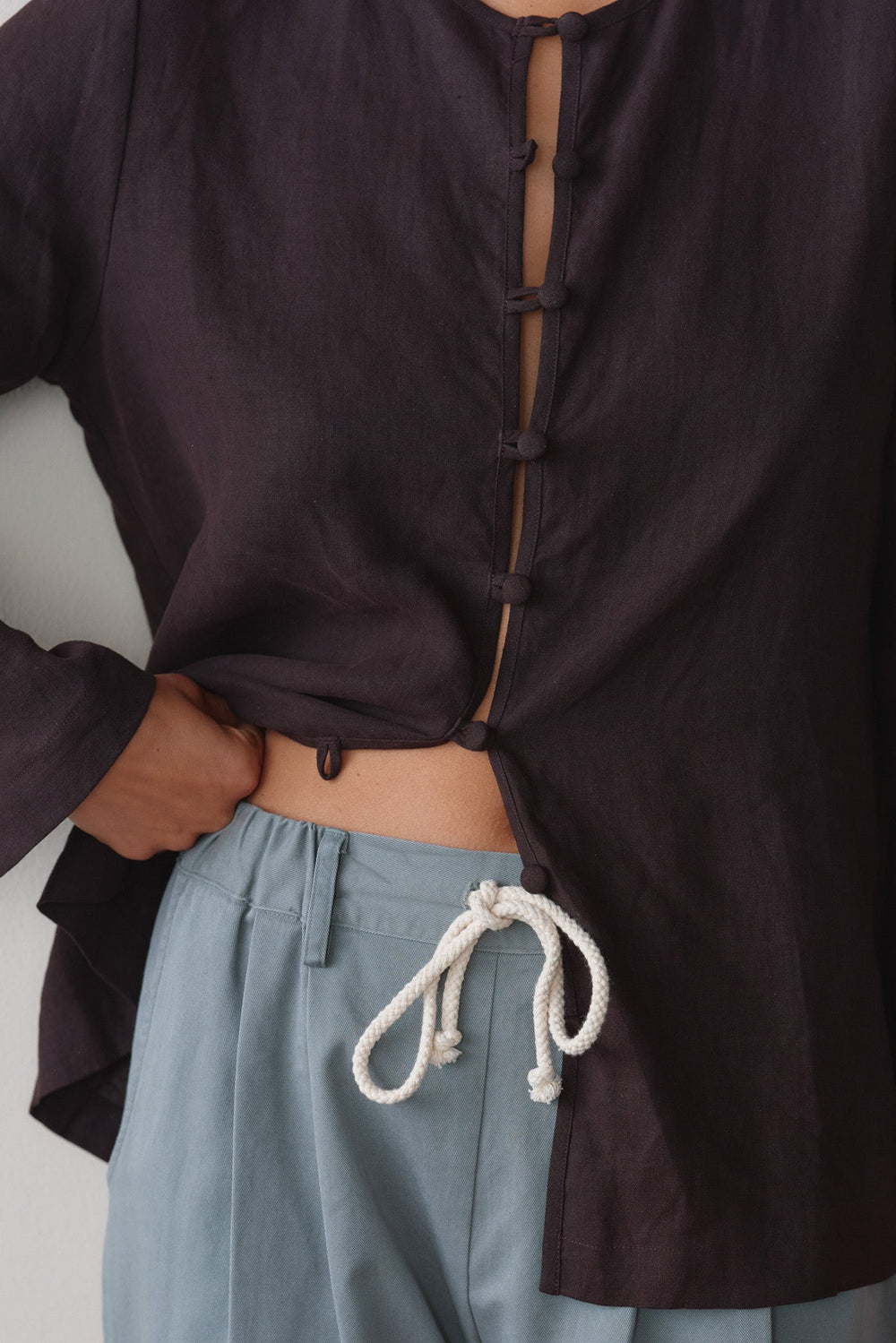 Women Espresso Linen Loop Shirt