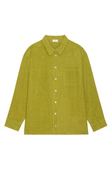 Women Pistachio Linen Relaxed Shirt