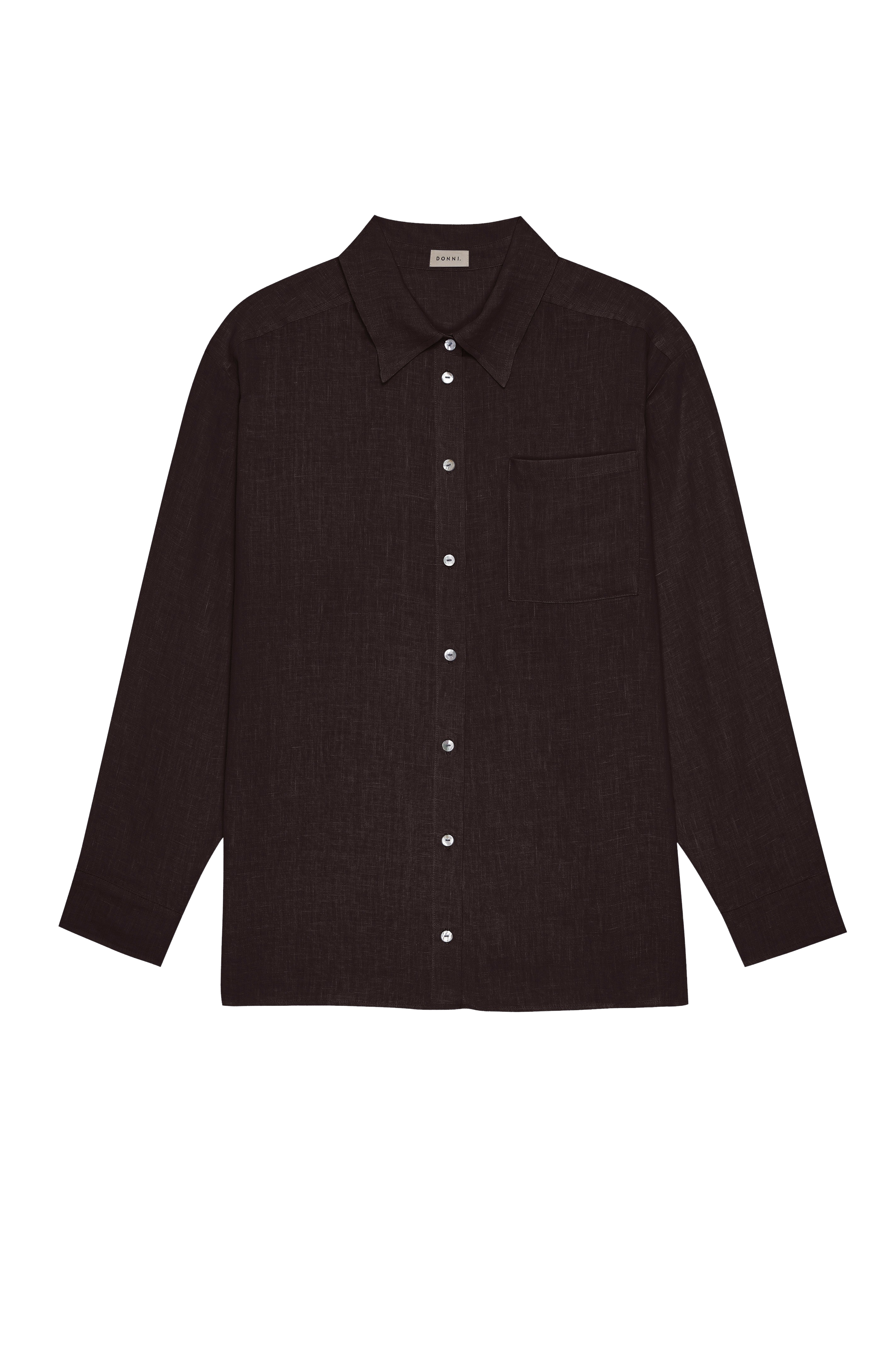 Women Espresso Linen Relaxed Shirt