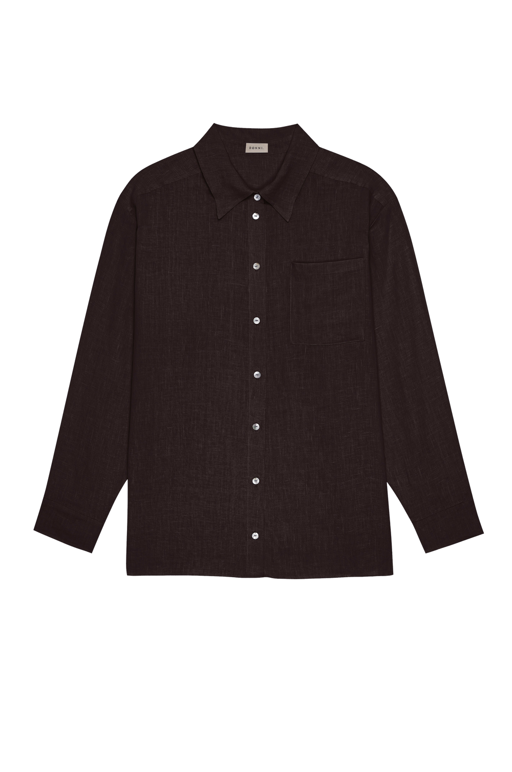 Women Espresso Linen Relaxed Shirt