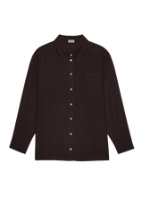 Women Espresso Linen Relaxed Shirt