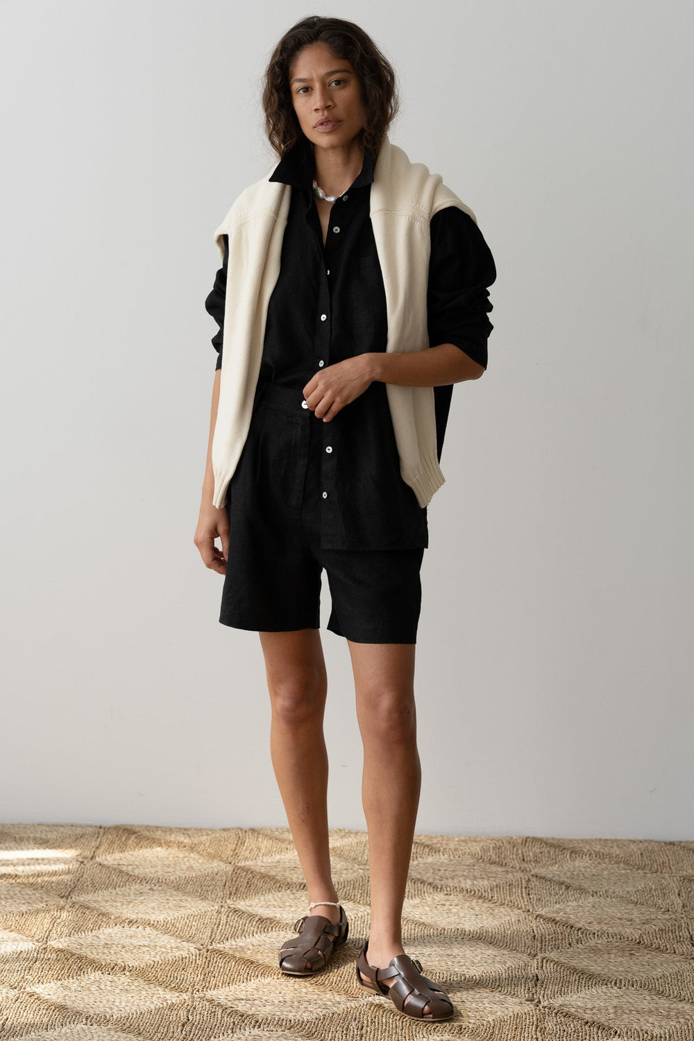 Women Jet Linen Relaxed Shirt
