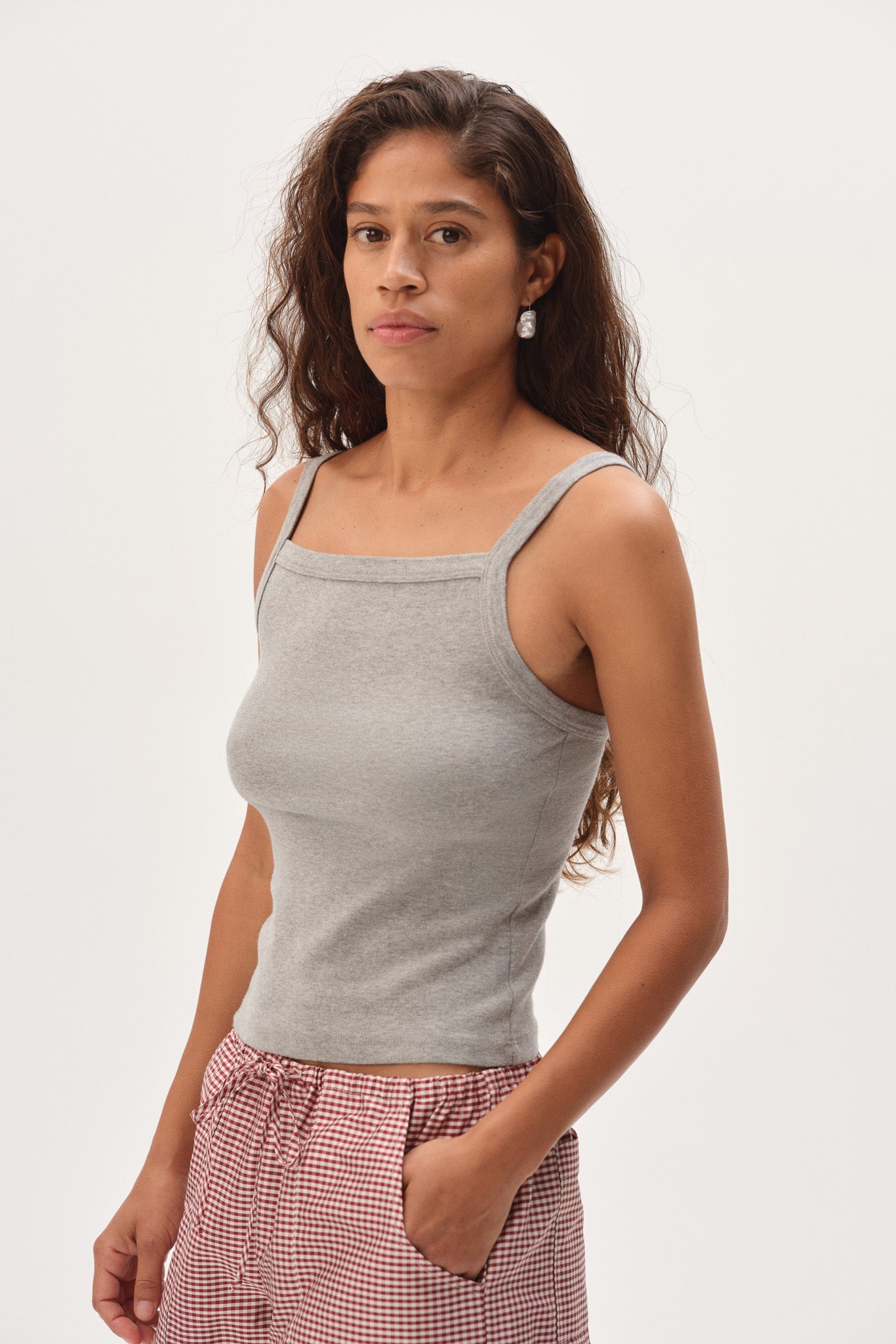 Women The Baby Rib Square Neck Tank