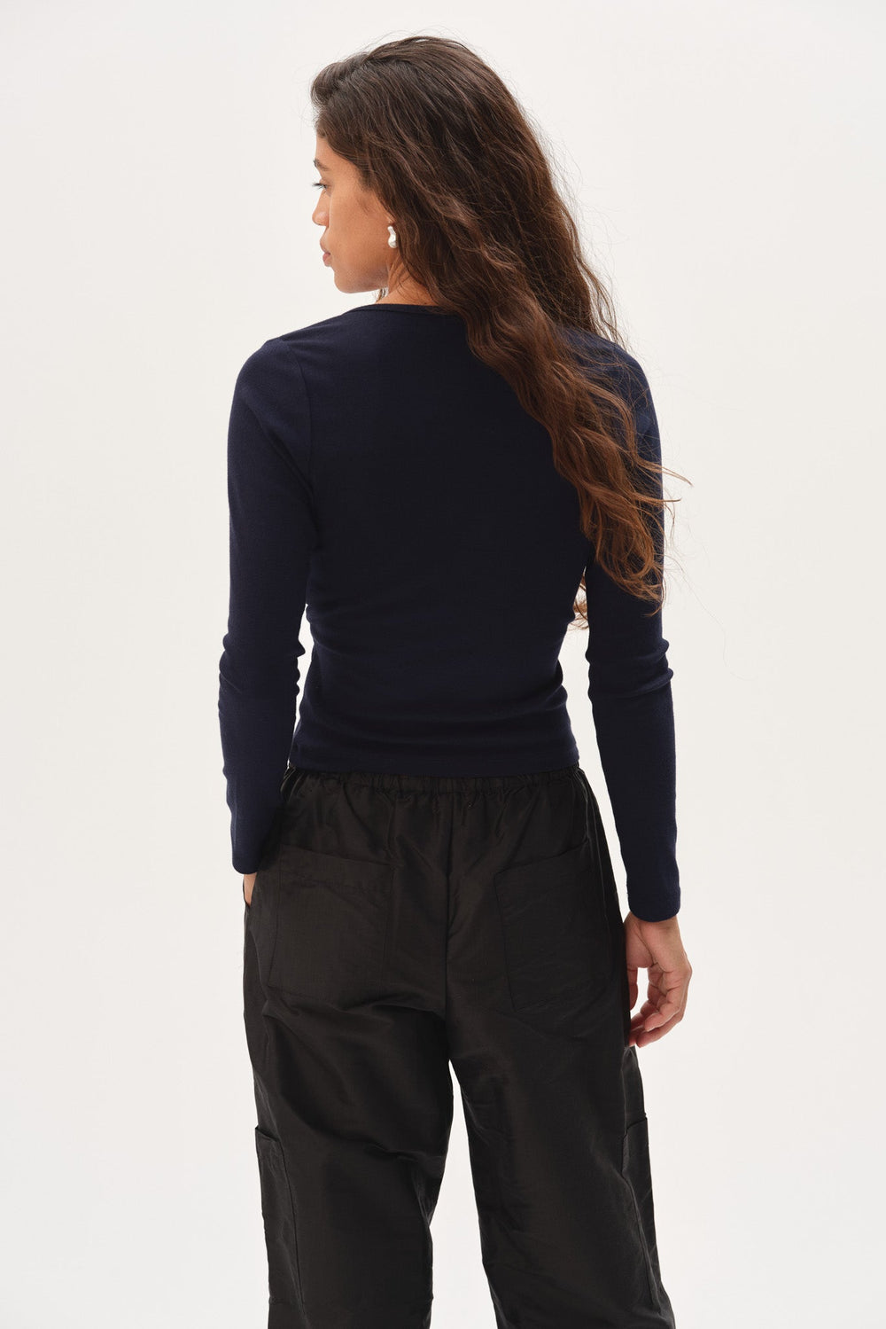 Women The Baby Rib Criss Cross Long Sleeve