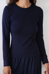 Women The Baby Rib Scallop Long Sleeve