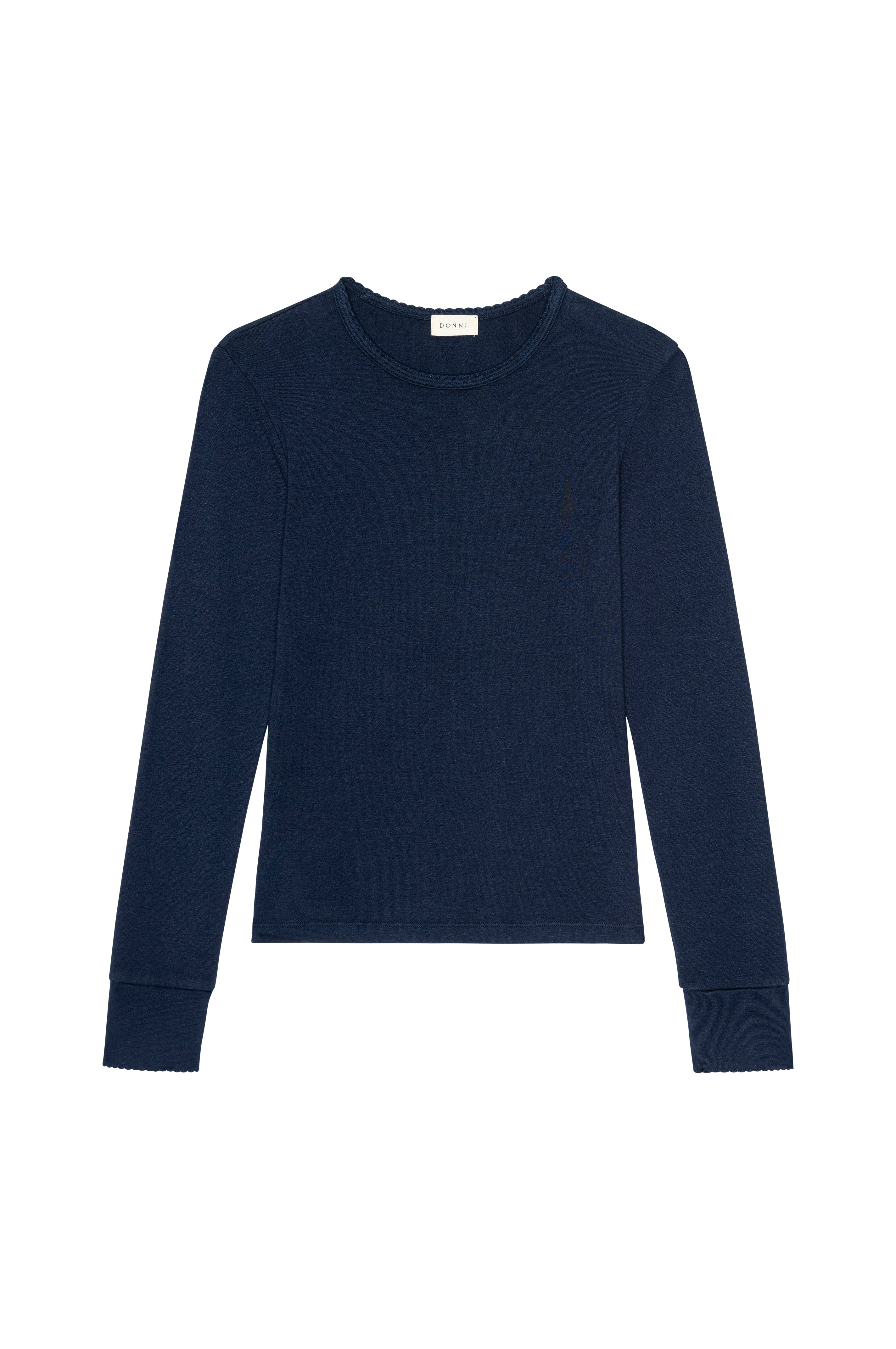 Women The Baby Rib Scallop Long Sleeve