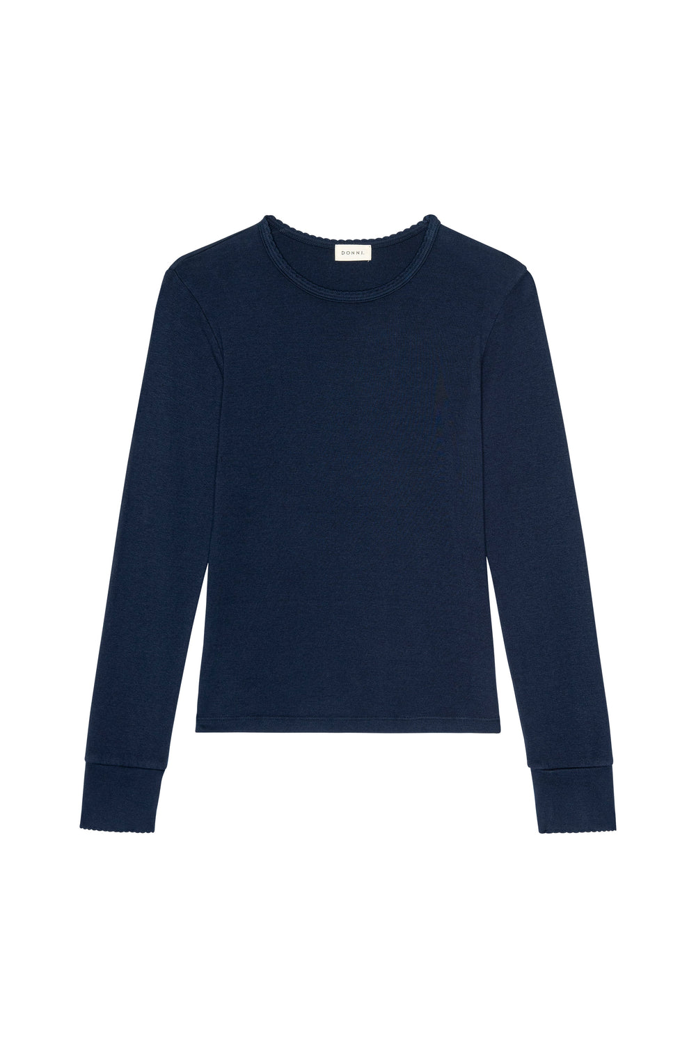 Women The Baby Rib Scallop Long Sleeve