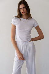 Women Powder Pointelle Baby Tee