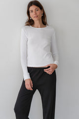 Women Powder Pointelle Long Sleeve