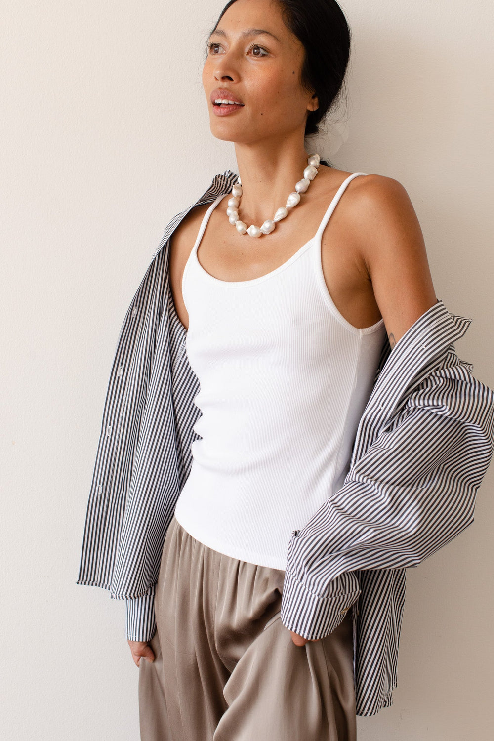 Women Powder Rib Spaghetti Tank