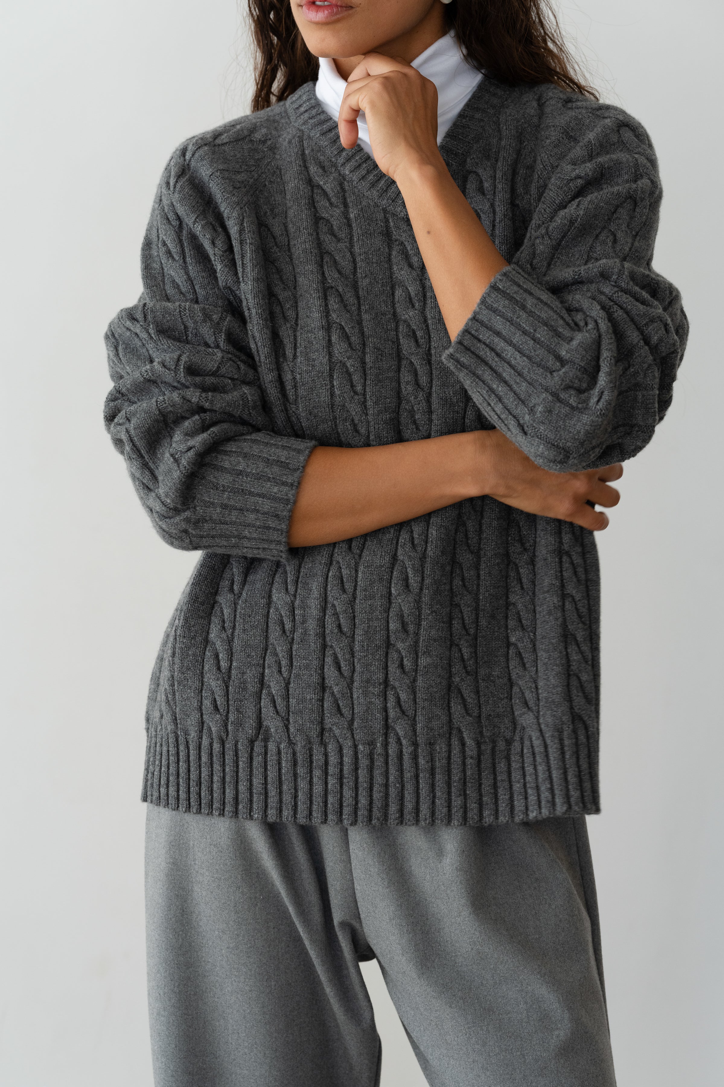 Women The Cable V-Neck Sweater