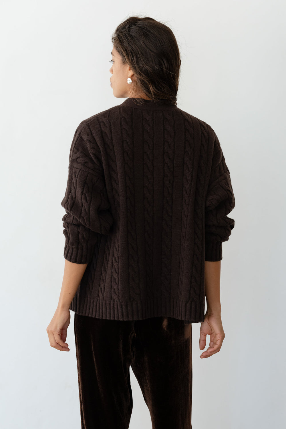 Women The Cable V-Neck Cardigan