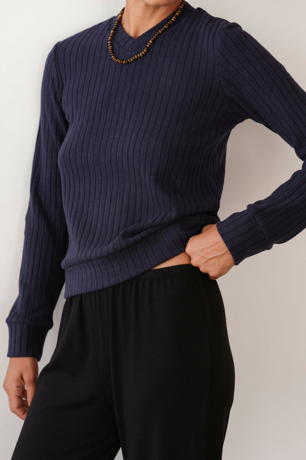 Women The Sweater Rib V-Neck