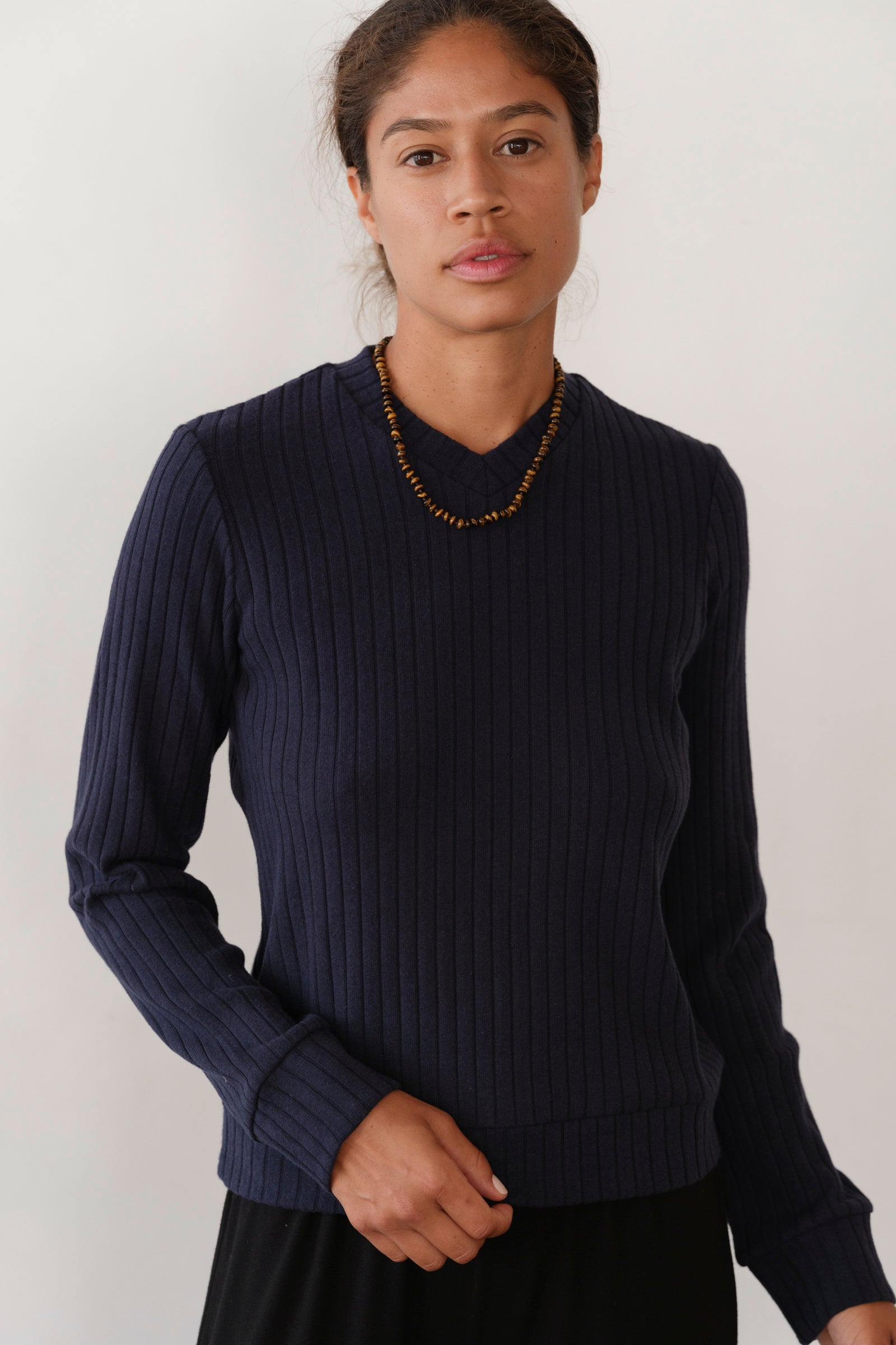 Women The Sweater Rib V-Neck