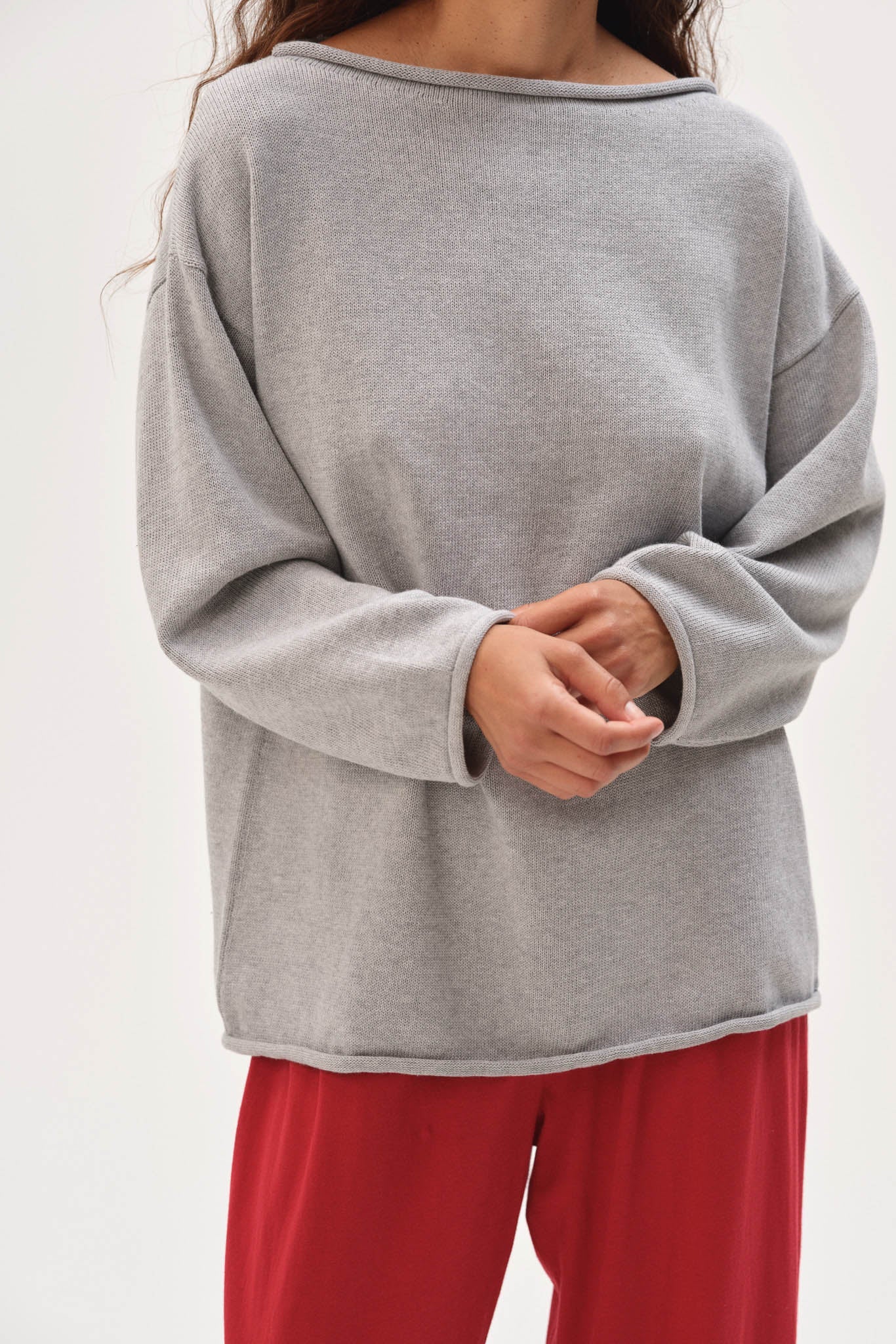 Women The Cotton Knit Boat Neck Sweater