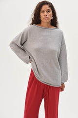 Women The Cotton Knit Boat Neck Sweater