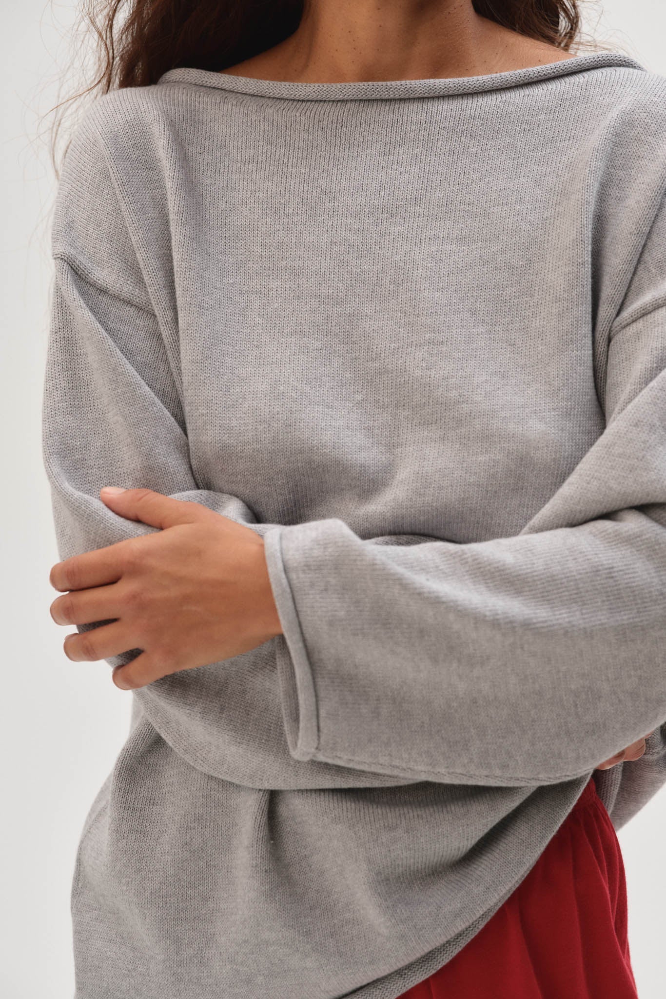 Women The Cotton Knit Boat Neck Sweater