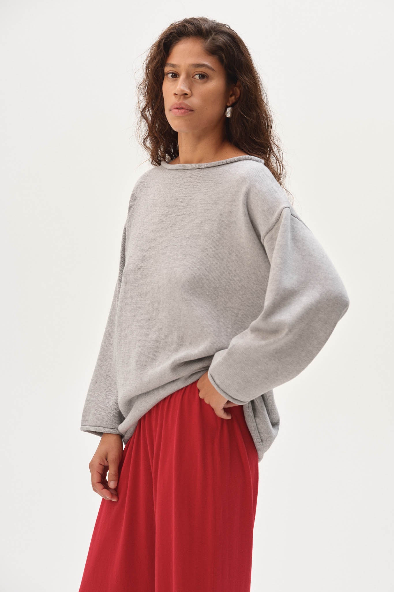Women The Cotton Knit Boat Neck Sweater