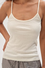 Women Creme Pointelle Cami Tank