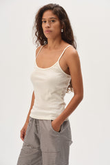 Women Creme Pointelle Cami Tank