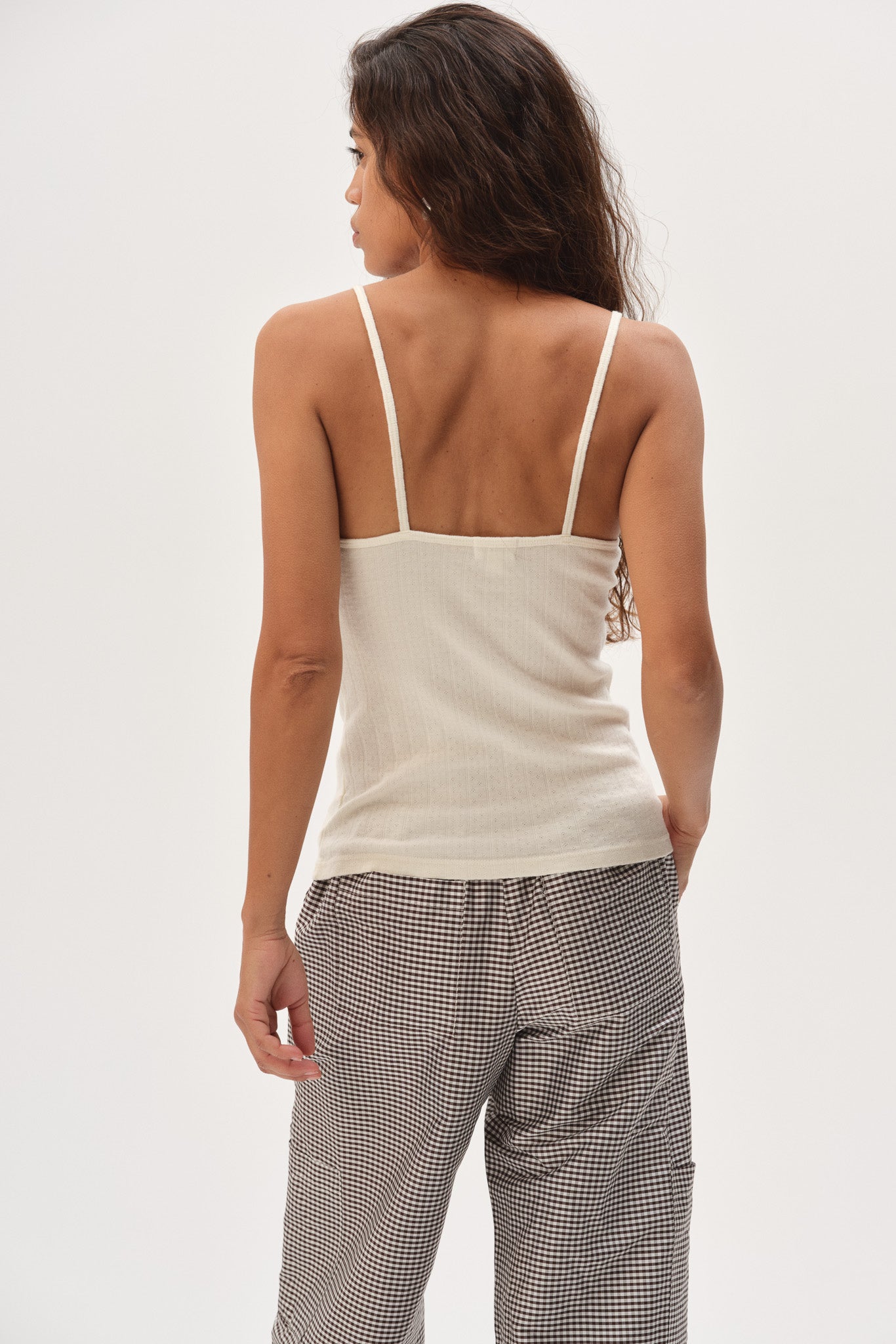 Women Creme Pointelle Cami Tank